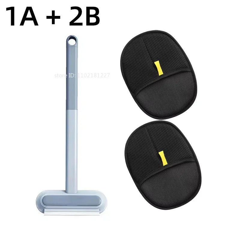 Pet Hair Removal Set Tool Reusable Static Removal Gloves Double-Sided Grooming Gloves Remove Dog Cat Fur Hair for Carpets Sofa